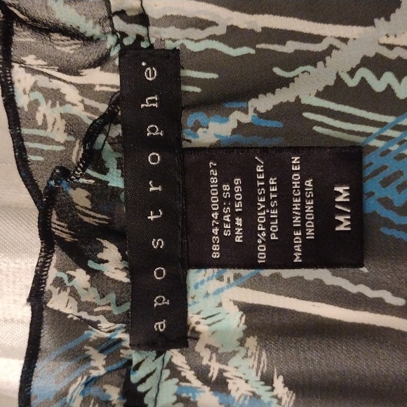 Apostrophe Sz M Sheer Ruffled Neck Pleated Gathered Waist Blouse Top w/ Camisole - Picture 5 of 11